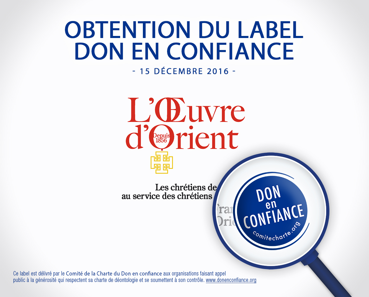 obtention label Don en confiance Oeuvre d'Orient